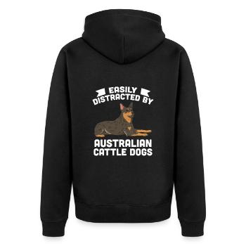 Australian Cattle Dog - Unisex Premium Bio Zip Hoodie - Schwarz - Hinten - Nico (187cm)