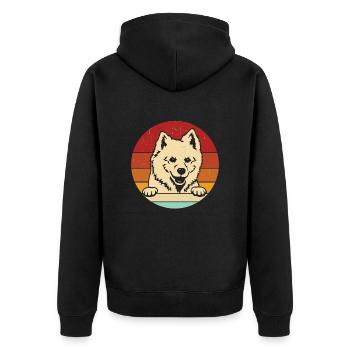 American Eskimo Dog - Unisex Premium Organic Zip Hoodie - black - Back - Nico (187cm)