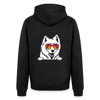 American Eskimo Dog - Unisex Premium Organic Zip Hoodie - black - Back - Nico (187cm)