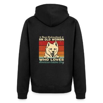 American Eskimo Dog - Unisex Premium Organic Zip Hoodie - black - Back - Nico (187cm)