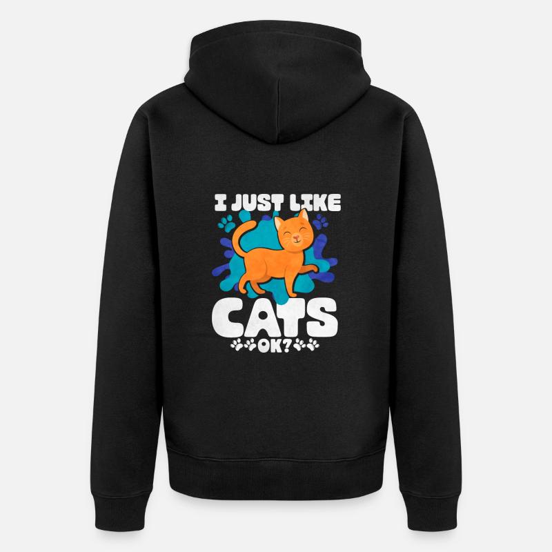 Katze - Unisex Premium Bio Zip Hoodie - Schwarz