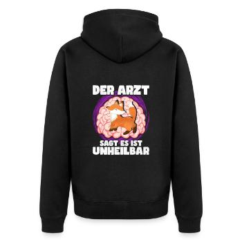 Der Arzt Sagt Es Ist Unheilbar Fuchs - Unisex Premium Bio Zip Hoodie - Schwarz - Hinten - Nico (187cm)
