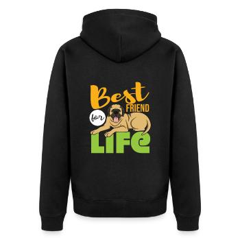 Mastiff - Unisex Premium Bio Zip Hoodie - Schwarz - Hinten - Nico (187cm)