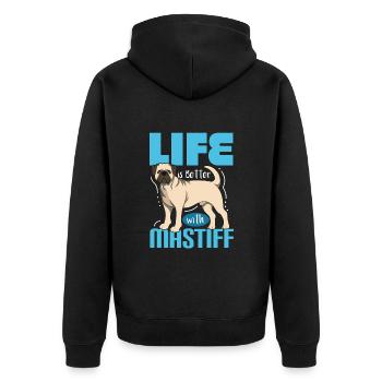 Mastiff - Unisex Premium Bio Zip Hoodie - Schwarz - Hinten - Nico (187cm)
