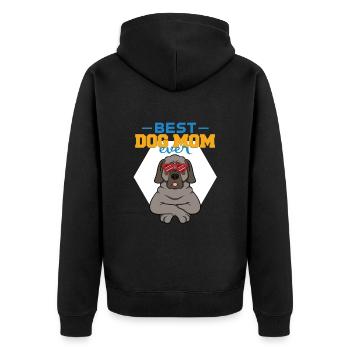 Mastiff - Unisex Premium Bio Zip Hoodie - Schwarz - Hinten - Nico (187cm)