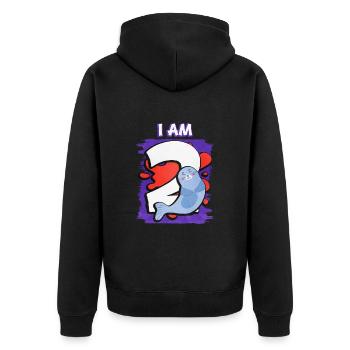 Ich Bin 2 Robbe - Unisex Premium Bio Zip Hoodie - Schwarz - Hinten - Nico (187cm)