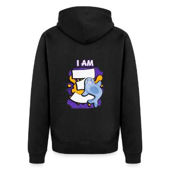 Ich Bin 3 Robbe - Unisex Premium Bio Zip Hoodie - Schwarz - Hinten - Nico (187cm)