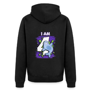 Ich Bin 4 Robbe - Unisex Premium Bio Zip Hoodie - Schwarz - Hinten - Nico (187cm)