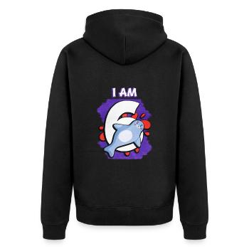 Ich Bin 6 Robbe - Unisex Premium Bio Zip Hoodie - Schwarz - Hinten - Nico (187cm)