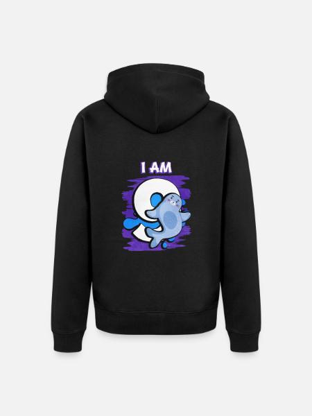 Ich Bin 9 Robbe - Unisex Premium Bio Zip Hoodie - Schwarz