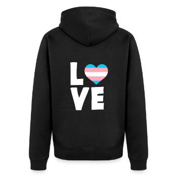 Trans Transgender Pride Flagge - Unisex Premium Bio Zip Hoodie - Schwarz - Hinten - Nico (187cm)