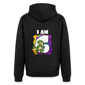 6. Geburtstag - Unisex Premium Bio Zip Hoodie - Schwarz - Hinten - Nico (187cm)
