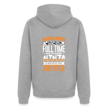 Leichenwagenfahrer - Unisex Premium Bio Zip Hoodie - Grau meliert - Hinten - Nico (187cm)