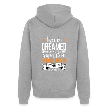 Lustiges Leichenwagenfahrer Spruch Geschenk - Unisex Premium Bio Zip Hoodie - Grau meliert - Hinten - Nico (187cm)