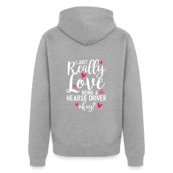 Ich liebe es einfach , ein Leichenwagenfahrer zu s - Unisex Premium Bio Zip Hoodie - Grau meliert - Hinten - Nico (187cm)