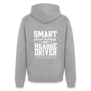 Intelligenter Gutaussehender und Leichenwagenfahre - Unisex Premium Bio Zip Hoodie - Grau meliert - Hinten - Nico (187cm)