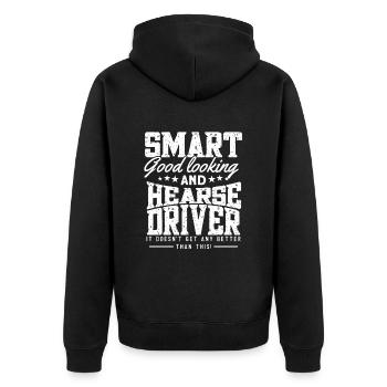 Intelligent handsome and hearse driver - Unisex Premium Organic Zip Hoodie - black - Back - Nico (187cm)