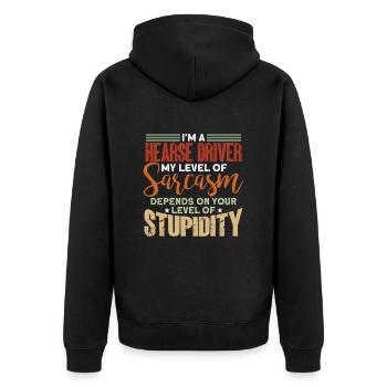 Lustiges Leichenwagenfahrer Spruch Geschenk - Unisex Premium Bio Zip Hoodie - Schwarz - Hinten - Nico (187cm)