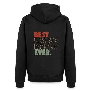 Bester Leichenwagenfahrer aller Zeiten - Unisex Premium Bio Zip Hoodie - Schwarz - Hinten - Nico (187cm)