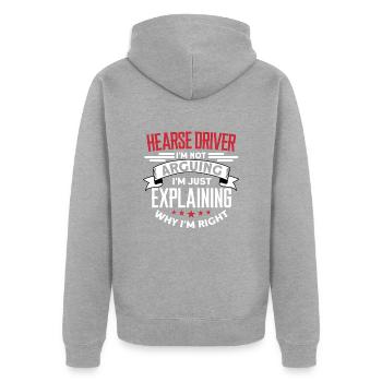 Leichenwagenfahrer Ich streite nicht, ich erkläre - Unisex Premium Bio Zip Hoodie - Grau meliert - Hinten - Nico (187cm)