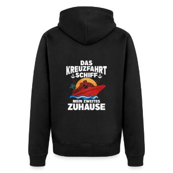 Das Kreuzfahrtschiff Mein Zweites Zuhause - Unisex Premium Bio Zip Hoodie - Schwarz - Hinten - Nico (187cm)