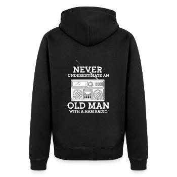 Ham Radio Amateur Radio Opa - Unisex Premium Bio Zip Hoodie - Schwarz - Hinten - Nico (187cm)
