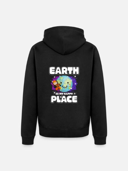 Erde Planet Geschenk - Unisex Premium Bio Zip Hoodie - Schwarz