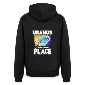 Uranus Planet Gift - Unisex Premium Organic Zip Hoodie - black - Back - Nico (187cm)