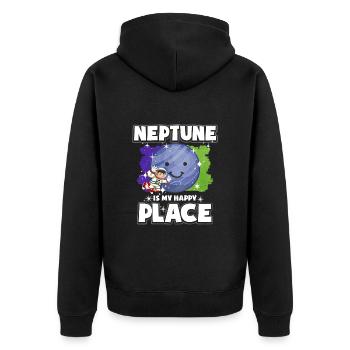 Neptun Planet Geschenk - Unisex Premium Bio Zip Hoodie - Schwarz - Hinten - Nico (187cm)