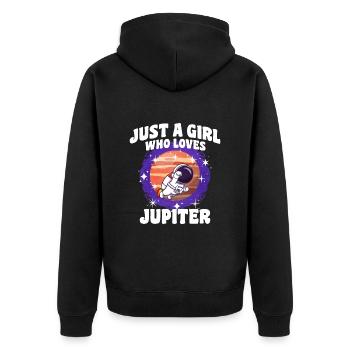 Mädchen Jupiter Geschenk - Unisex Premium Bio Zip Hoodie - Schwarz - Hinten - Nico (187cm)