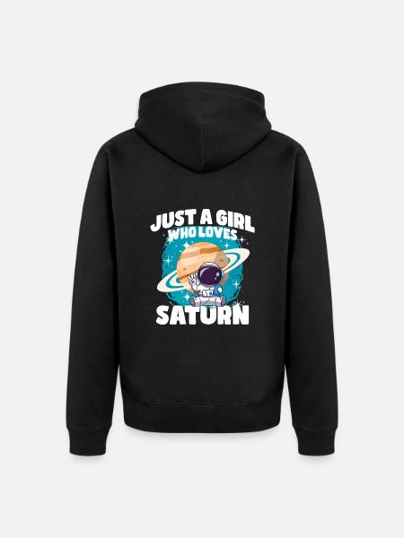 Mädchen Saturn Geschenk - Unisex Premium Bio Zip Hoodie - Schwarz