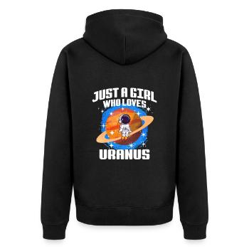 Fille Uranus Cadeau - Veste à capuche bio Premium Unisexe - noir - Dos - Nico (187cm)
