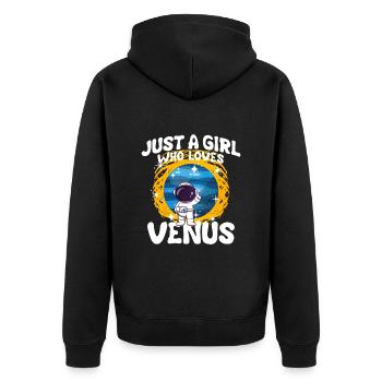 Mädchen Venus Geschenk - Unisex Premium Bio Zip Hoodie - Schwarz - Hinten - Nico (187cm)