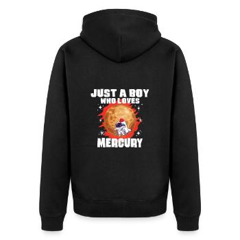 Merkur Planet Gift - Unisex Premium Organic Zip Hoodie - black - Back - Nico (187cm)