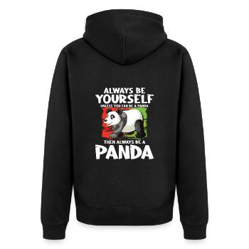 Panda - Unisex Premium Organic Zip Hoodie - black - Back - Nico (187cm)