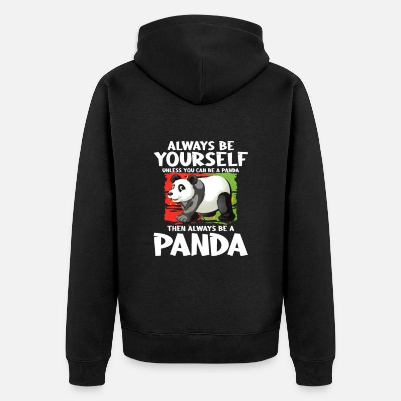 Panda - Unisex Premium Bio Zip Hoodie - Schwarz