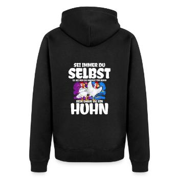 Lustiges Huhn Outfit - Unisex Premium Bio Zip Hoodie - Schwarz - Hinten - Nico (187cm)