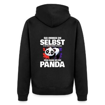 Lustiges Panda Outfit - Unisex Premium Bio Zip Hoodie - Schwarz - Hinten - Nico (187cm)