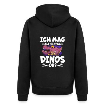 Ich Mag Halt Einfach Dinos Ok - Unisex Premium Bio Zip Hoodie - Schwarz - Hinten - Nico (187cm)