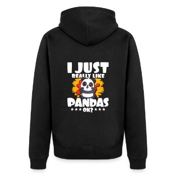 Panda - Unisex Premium Organic Zip Hoodie - black - Back - Nico (187cm)