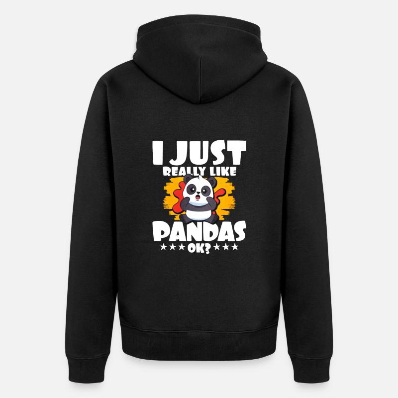 Panda - Unisex Premium Bio Zip Hoodie - Schwarz