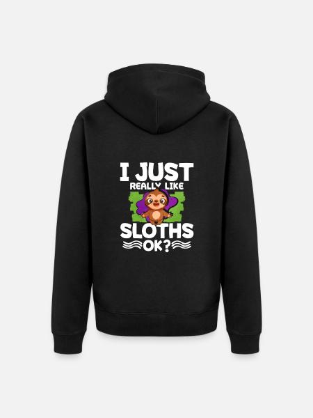 Sloth - Unisex Premium Organic Zip Hoodie - black