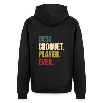Croquet - Unisex Premium Organic Zip Hoodie - black - Back - Nico (187cm)