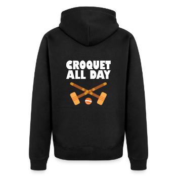 Croquet - Unisex Premium Organic Zip Hoodie - black - Back - Nico (187cm)