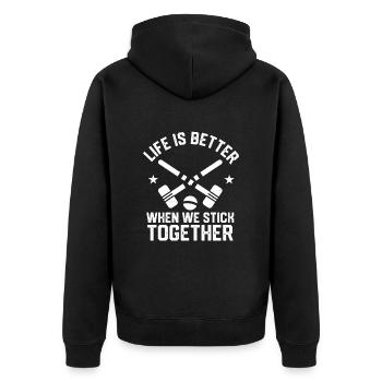 Croquet - Unisex Premium Organic Zip Hoodie - black - Back - Nico (187cm)