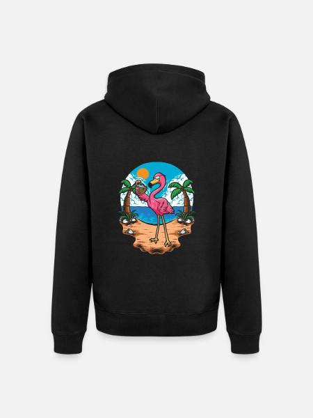 Flamingo - Unisex Premium Organic Zip Hoodie - black