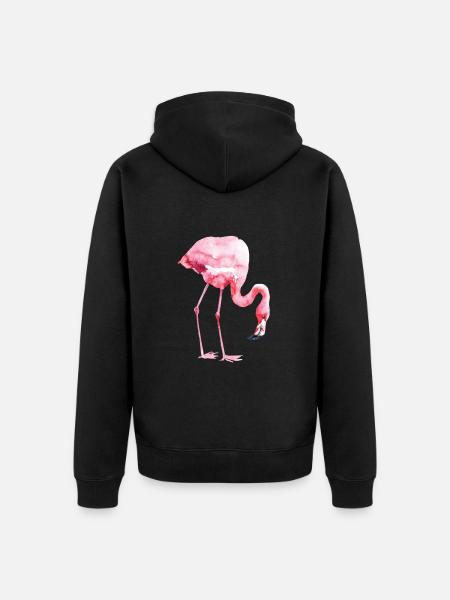 Flamingo - Unisex Premium Organic Zip Hoodie - black