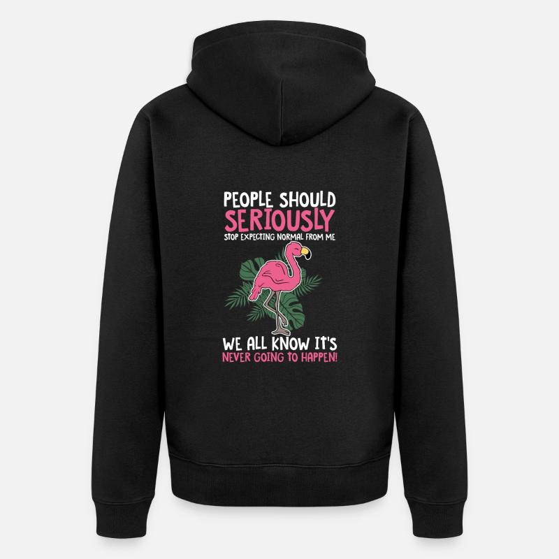 Flamingo - Unisex Premium Bio Zip Hoodie - Schwarz