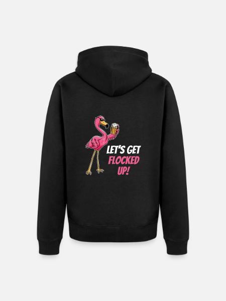 Flamingo - Unisex Premium Organic Zip Hoodie - black