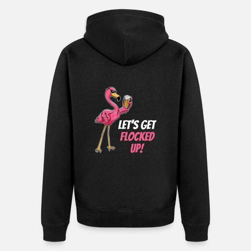 Flamingo - Unisex Premium Bio Zip Hoodie - Schwarz